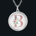 Collier LETTRE Florale B Aquarelle rose<br><div class="desc">Collier Monogramme avec votre initiale en jolies fleurs de parties scintillant et d'aquarelle. La lettre fleurie B est conçue dans une parties scintillant rose poussiéreuse, agrémentée d'un bouquet de fleurs roses et d'ivoire et de verdure. Un beau cadeau pour toute femme et toute occasion. Aussi une belle idée comme une...</div>