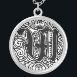 Collier LETTRE MONARIE MONOGRAPHIQUE W Alphabet initial W<br><div class="desc">Fancy Letter Police Monogram appelée Monarchia. Un texte de style vintage victorien. Customisez ceci avec votre illustration ou texte. Transférez cette conception à n'importe quel produit.</div>