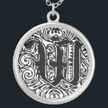 Collier LETTRE MONARIE MONOGRAPHIQUE W Alphabet initial W<br><div class="desc">Fancy Letter Police Monogram appelée Monarchia. Un texte de style vintage victorien. Customisez ceci avec votre illustration ou texte. Transférez cette conception à n'importe quel produit.</div>