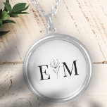 Collier Mariage Élégant Chic Moderne Monogramme Foliage<br><div class="desc">Composé de simples lignes droites avec script cursif classique et typographie serif. Ces éléments sont simples,  intemporels et classiques. Il est conçu par White Paper Birch Co. exclusif pour Zazzle. Disponible ici : http://www.zazzle.com/store/whitepaperbirch</div>