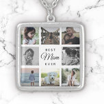 Collier Meilleure Maman Toujours Moderne Photo Collage Ins<br><div class="desc">Un cadeau parfait pour la Fête des Mères : Un design sucré avec script et typographie moderne disant "Best Mom Ever" entouré de vos photos préférées.</div>