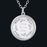 Collier Mère de la mariée Lavender Floral Wreath<br><div class="desc">Mère de la mariée Lavande fleurie Wreath Collier plaqué argent</div>