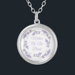 Collier Mère de la mariée Lavender Floral Wreath<br><div class="desc">Mère de la mariée Lavande fleurie Wreath Collier plaqué argent</div>