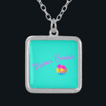 Collier Miami-Beach-logo-soleil-palmiers-rose<br><div class="desc">Ce design cool original de "Miami Beach,  Florida Logo avec Palms,  Sun et Waves" est magnifique sur ce collier. Design par Inge Lewis. Idée cadeau ou souvenir pour tous ceux qui aiment Miami. Trouvez d'autres articles correspondants dans le magasin ingeinc.com.</div>