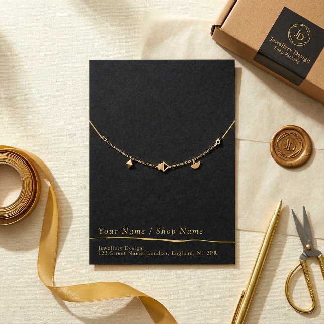 Collier minimal moderne ou carte d'affichage brace (Modern minimal necklace or bracelet display card.)