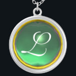 Collier Monogramme de jade verte<br><div class="desc">Design élégant et unique avec pierres précieuses. Modélisation et rendu en 3D Studio Max par Bulgan Lumini .Part de la série Hyper Talismans.</div>