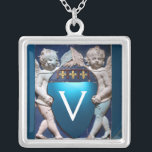 COLLIER MONOGRAMME FLORENCE RENAISSANCE PETITES ANGES<br><div class="desc">Chef-d'oeuvre florentin italien élégant et classique de Bottega della Robbia ( Florence - Italie ) avec une pierre à gemme 3d brillante.</div>
