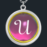Collier Monogramme Gem Améthyste Rose<br><div class="desc">Design élégant et unique avec pierres précieuses. Modélisation et rendu en 3D Studio Max par Bulgan Lumini .Part de la série Hyper Talismans.</div>