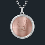 Collier Monogramme métal brossé Chic Rose or initial<br><div class="desc">Ce collier chic présente un gros monogramme de script sur un arrière - plan de texture métallique brossée or rose. Un cadeau féminin unique pour 16 ans,  fêtes et toute occasion spéciale. Conçu pour vous par des Tee - shirts extrêmes !</div>