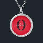 Collier Monogramme personnalisé Nom du script Rouge Noir B<br><div class="desc">Ce monogramme élégant et design de nom de script peut être offert en cadeau pour un anniversaire, mariage, douche nuptiale, anniversaire, fête des mères ou toute occasion. Il peut être personnalisé avec l'initiale et le nom de la personne. Vous pouvez modifier la police, la couleur de police, la taille de...</div>