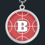 Collier Monogramme personnalisé Red Bocce Ball<br><div class="desc">Boule Rouge monogramme personnalisé Collier plaqué argent. Personnalisez avec le nom personnalisé initial. Un cadeau sportif pour les joueurs et les fans du jeu italien Bocce. La couleur peut être changée.</div>