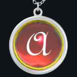 Collier Monogramme rouge rubis<br><div class="desc">Design élégant et unique avec pierres précieuses. Modélisation et rendu en 3D Studio Max par Bulgan Lumini .Part de la série Hyper Talismans.</div>