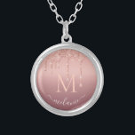 Collier Monogramme Votre nom Rose Gold Blush Parties scint<br><div class="desc">Colliers avec Monogramme Nom Texte Rose Parties scintillant Bleu Or Étincelle Anniversaire Personnalisé - Cadeau de fête ou de Mariage / Fournitures - Ajouter votre lettre / nom - Texte ou supprimer - Faire votre cadeau de collier spécial - Redimensionner et déplacer ou ajouter du texte / des éléments avec...</div>