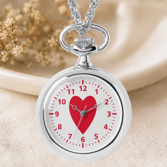 Collier Montre Cœur d'amour rouge et gris (Créateur téléchargé)