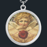 COLLIER PARCHEMENT DE SEL DE CIRE DE COEUR D'ANGE<br><div class="desc">Design élégant,  classique et classe avec un cou à ailes romantique,  sceau de cire rouge,  coeur et flèche sur un parchemin marron antique convenant aux fiançailles romantiques,  mariages,  noël,  vacances,  famille ou professionnel.</div>