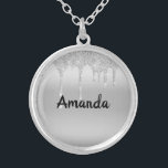 Collier Parties scintillant de séchage Silver Personnalisé<br><div class="desc">Parties scintillant à goutte Argent Collier personnalisé,  Personnalisé,  Cadeau pour elle</div>