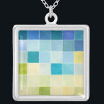 Collier Paysage avec des Carrés multicolores<br><div class="desc">Megan Meagher a créé cette pièce en utilisant un style connu sous le nom de pixilation numérique. Les artistes utilisent des programmes informatiques pour concevoir et dessiner leurs pièces,  produisant des rendus impressionnistes de décors du monde réel. Si vous aimez l'art expérimental abstrait,  cette impression est pour vous!</div>