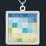 Collier Paysage avec des Carrés multicolores<br><div class="desc">Megan Meagher a créé cette pièce en utilisant un style connu sous le nom de pixilation numérique. Les artistes utilisent des programmes informatiques pour concevoir et dessiner leurs pièces,  produisant des rendus impressionnistes de décors du monde réel. Si vous aimez l'art expérimental abstrait,  cette impression est pour vous!</div>