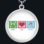 Collier Peace Love Pit Bulls<br><div class="desc">Un signe de paix,  un coeur,  et un mignon pit bull.</div>