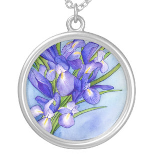 Collier Pendentif de peinture à la fleur Iris Vase