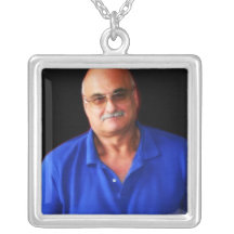 Personalized square silver necklace for her