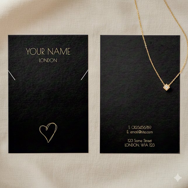 Collier petit coeur or ou carte d'affichage bracel (Gold small heart necklace or bracelet display card.)