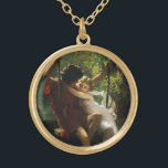 Collier Plaqué Or Amateurs en Swing. Printemps par Pierre Auguste Co<br><div class="desc">Illustration vintage image victorienne d'amour et de romance mettant en scène un jeune couple amoureux qui balançait sur une balançoire d'un arbre dans une forêt. Artiste : Pierre Auguste Cot ; intitulé Spring,  1873.</div>