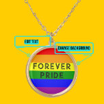 Collier Plaqué Or Amour de la Fierté arc-en-ciel<br><div class="desc">Cette belle neglace est ornée d'une image du drapeau arc-en-ciel LGBTQIA  et vous permet de placer votre propre message personnel pour vous rappeler votre Pride. Parfait pour une Parade de Fierté ou une autre célébration !</div>