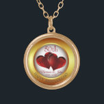Collier Plaqué Or Anneau D'Or Et Coeurs Rouges<br><div class="desc">Bague or élégant et mignon et coeurs rouge foncé</div>