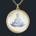 Collier Plaqué Or *~* AP33 Bouddha bleu poussiéreux Lotus botanique<br><div class="desc">( ID de recherche AP33 pour des designs similaires ) Boho Zen Aquarelle Abstraite simple et minimale avec zones OR. Il y a des options dans la forme et les couleurs de placage en métal en Plaque d'argent et en Plaque d'or. * Garland bohème rehaussé d'énergie / Bouquet Floral /...</div>