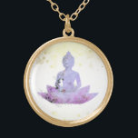Collier Plaqué Or *~* AP33 Bouddha pourpre Lotus botanique floral<br><div class="desc">( ID de recherche AP33 pour des designs similaires ) Boho Zen Aquarelle Abstraite simple et minimale avec zones OR. Il y a des options dans la forme et les couleurs de placage en métal en Plaque d'argent et en Plaque d'or. * Garland bohème rehaussé d'énergie / Bouquet Floral /...</div>
