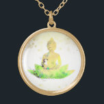 Collier Plaqué Or *~* AP33 Bouddha vert Lotus botanique floral<br><div class="desc">( ID de recherche AP33 pour des designs similaires ) Boho Zen Aquarelle Abstraite simple et minimale avec zones OR. Il y a des options dans la forme et les couleurs de placage en métal en Plaque d'argent et en Plaque d'or. * Garland bohème rehaussé d'énergie / Bouquet Floral /...</div>