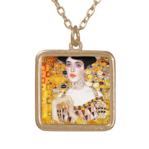 Collier Plaqué Or Art vintage Nouveau de Gustav Klimt Adele