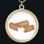 Collier Plaqué Or Baguettes de fromage Mozzarella Consommation Alime<br><div class="desc">Il présente une illustration originale d'une paire de bâtonnets de mozzarella frits au fromage. Idéal pour vos malfrats préférés !</div>