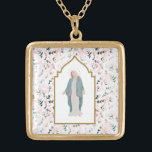 Collier Plaqué Or Belle Mère Florale catholique<br><div class="desc">Avec une élégante aquarelle fleurie et Blessed Mother design,  ces colliers sont parfaits pour les filles et les femmes qui ont une dévotion à Marie. Trouvez les articles correspondants dans ma boutique.</div>