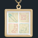 Collier Plaqué Or Blocs photos de bébé par Chariklia Zarris<br><div class="desc">Vous rappelez-vous avoir des blocs de construction enfant ? Eh bien Chariklia Zarris le fait certainement comme elle a créé une belle peinture pastel de blocs d'image bébé. Cela ferait un cadeau parfait pour quelqu'un dans votre vie qui attend un enfant!</div>