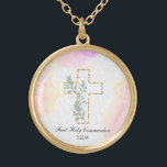 Collier Plaqué Or *~* Confirmation chrétienne de la première communi<br><div class="desc">( ID de recherche AP35 pour des modèles similaires et AP40 )) Religious catholique béni Croix plaqué or NECKLACE / PENDENTIF pour une fille de tout âge de l'enfant à l'adolescent / ado à la personne âgée. Le design si vous voulez personnaliser / customiser. Il sert bien pour une journée...</div>