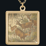 Collier Plaqué Or Famille de Roe - Cerfs dans une forêt<br><div class="desc">Ce tableau de l'artiste Friedrich Specht représente une famille de 4 roe-deers dans une forêt. Le tableau de style ancien montre de belles couleurs neutres et authentiques de la famille des chevreuils. Customisez votre produit Zazzle préféré en utilisant cette belle image.</div>