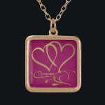 Collier Plaqué Or Forever Hearts Gold éditable couleurs arrière - pl<br><div class="desc">Customisez avec les noms,  les dates et les couleurs arrière - plans.</div>