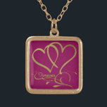 Collier Plaqué Or Forever Hearts Gold éditable couleurs arrière - pl<br><div class="desc">Customisez avec les noms,  les dates et les couleurs arrière - plans.</div>