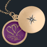 Collier Plaqué Or Forever Hearts Gold éditable couleurs arrière - pl<br><div class="desc">Customisez avec les noms,  les dates et les couleurs arrière - plans.</div>