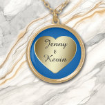 Collier Plaqué Or Gold Heart<br><div class="desc">Ce joli collier est un coeur d'or simple qui tient votre texte en noir. L'arrière - plan est affiché en bleu, mais peut être changé à tout ce que vous voulez en choisissant Customiser. Parfait pour la Saint Valentin, Noël, anniversaires, ou à tout moment pour que votre bien-aimé porte.</div>