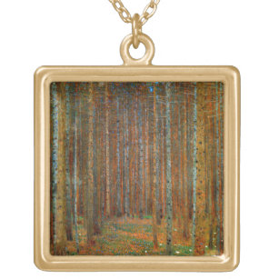 Collier Plaqué Or Gustav Klimt - Forêt de pins de Tannenwald