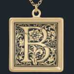 Collier Plaqué Or LETTRE Élégante MONOGRAPHIQUE Florale B<br><div class="desc">Échantillon cool lettre B pour un monogramme élégant tourbillonnant pour la taille. Veuillez demander la couleur que vous voulez et toute lettre.</div>