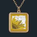 Collier Plaqué Or Mariage du coin du tournesol jaune<br><div class="desc">Le joli collier de Pendentif Mariage Sunflower Corner fait un cadeau personnalisé unique pour la mariée ou ses servantes d'honneur. Customisez-le avec le nom personnel de la date de la mariée, du marié et de la cérémonie de mariage ou votre propre texte, si vous le souhaitez. Cet élégant collier de...</div>