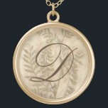 Collier Plaqué Or Monogramme | Feuillage doré I<br><div class="desc">Floral</div>