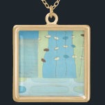 Collier Plaqué Or Parade Abstraite des oeufs bleus<br><div class="desc">Des oeufs bleus,  blancs et marrons défilent sur des cordes dans cette peinture abstraite de June Erica Vess. Séparée en différents panneaux,  cette pièce présente différentes nuances de bleu dans l'arrière - plan ainsi que de vert. Commandez aujourd'hui !</div>