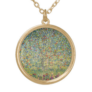 Collier Plaqué Or Pommier par Gustav Klimt, Art Nouveau Vintage