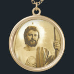 Collier Plaqué Or Saint Judas<br><div class="desc">Ce pendentif dépeint le saint Judas Thaddeus.  Il est le saint patron catholique "des causes perdues" et les "cas ont désespéré de".   Quand tout l'espoir est allé,  il est celui à inviter,  et son aide vient souvent au dernier moment.</div>