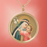 Collier Plaqué Or Saint Rose de Lima et le Christ Enfant (M 023)<br><div class="desc">Comme saint Antoine de Padoue (JM 05) et d'autres mystiques de l'Église, saint Rose de Lima (1586-1617) a connu des visions de l'Enfant Christ. À l'âge de cinq ans, Saint Rose apprit à lire et à écrire par lui lorsque les adultes autour d'elle étaient occupés à l'enseigner. En tant qu'adulte,...</div>